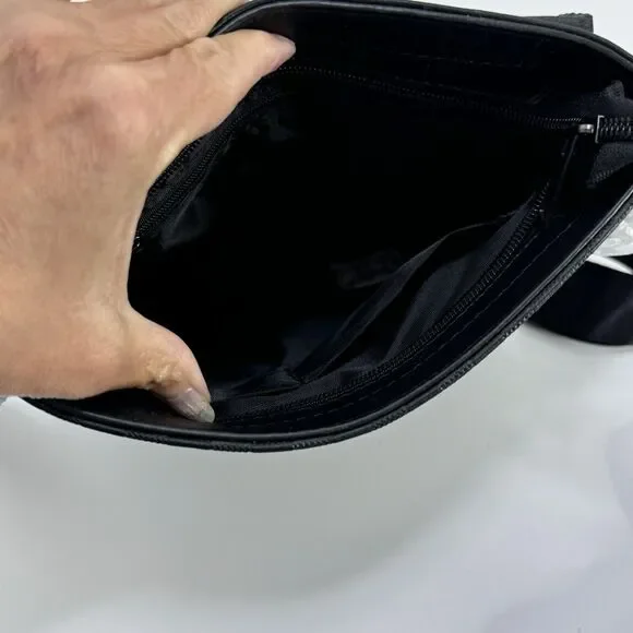 PURSE basket weave faux leather shoulder strap new tag Black Magnetic Square - Picture 3 of 3